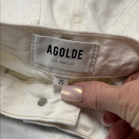 Agolde Cut off Parker Denim Shorts Size 25 in Off White - Picture 2 of 7